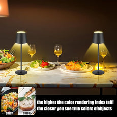 2 Pack Cordless Table Lamp,Portable LED Desk Lamp, 6000mAh Battery Operated, 3 Color Stepless Dimming Up, for Restaurant/Bedroom/Bars/Outdoor Party/Camping/Coffee Shop Night Light