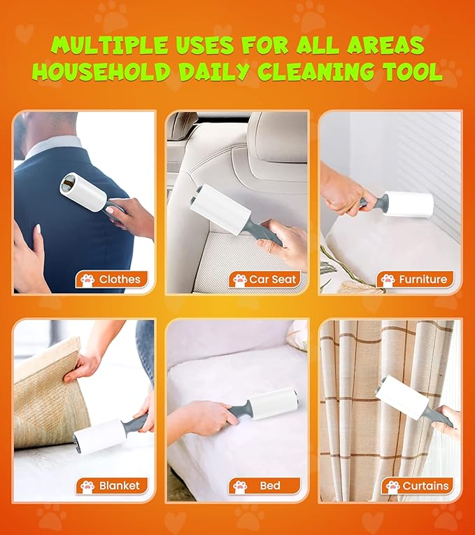 Lint Rollers for Pet Hair Extra Sticky, 600 Sheets Mega Value Set with 3 Upgraded Handles, 6 Rollers Portable Pet Lint Remover for Clothes, Furniture, Carpet, Dog & Cat Hair Removal