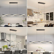 Modern Ceiling Pendant Lights, 57in Chandelier Dimmable with Remote Control 3000k-6000K Adjustable Color Temperature, Aluminum Island Lighting Lamp Fixture for Kitchen, Dining Room
