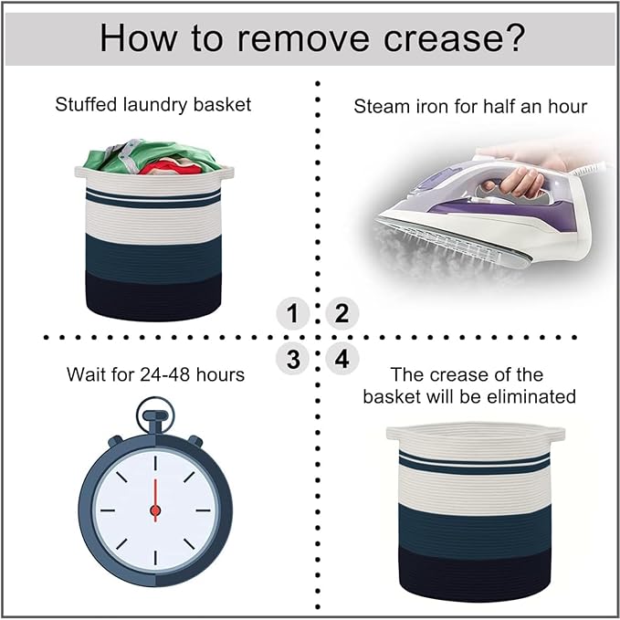 OIAHOMY 80L Laundry Baskets Hamper with Handles,Decorative Basket for Living room,Woven Storage Basket for Toys Bin,Pillows, Blankets,Clothes-20x18in-Gradient Blue