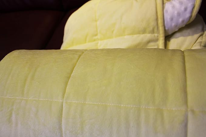 ALANSMA Reversible Weighted Blanket for All Season, Luxury Velvet, Warm and Cool, Adult 15Lb Yellow Weighted Blanket, Enjoy Sleeping Anywhere(Light Yellow,60"x80" 15lbs)