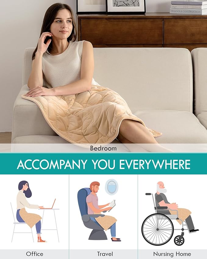 Kaisa Weighted Lap Blanket 5 lbs 23" x 29", Cozy Luxury Crystal Velvet Small Weighted Blanket for Adults, Portable Travel Weighted Blanket for Relaxation, All-Season Blanket, Machine Washable, Khaki