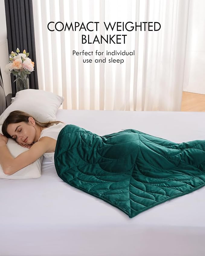 Kaisa Weighted Lap Blanket 5 lbs 41" x 53", Cozy Luxury Crystal Velvet Small Weighted Blanket for Adults, Portable Travel Weighted Blanket for Relaxation, All-Season Blanket, Machine Washable, Green