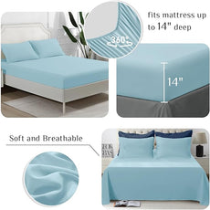 JOLLYVOGUE Queen Comforter Set, Ultra-Soft Bed in a Bag Queen Size 7 Pieces, Oeko-TEX Certified Bedding Set with Down Alternative Comforter, Sheets, Pillowcases & Shams, Navy & Light Blue