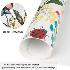 QIYI Floral Large Mouse Pad, Colorful Desk Mat for Desktop, Women Girls Desk Accessories Office Décor, PU Leather Waterproof Big Gaming Mousepad, Blooming Flowers Desk Pad Computer Mat, 31.5