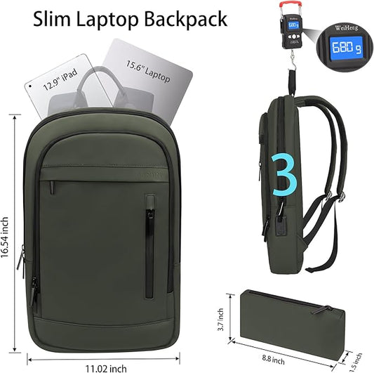 Business Backpack for Men Lightweight Commute Laptop Backpack Anti-Theft Water Resistant Backpack for 15.6 Inch Computer for Daily Office Work with Small Bag (Green)