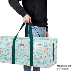 BALEINE Extra Large Storage Tote with Zippers & Carrying Handles, Heavy-Duty Oxford Fabric Moving Bags for Laundry, Space Saving, Storage, Spring Stroll