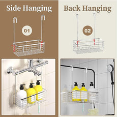 DELLAN Hanging Shower Organizer, Shower Rack with Hooks Over the Door, Bathroom Shower Caddy and Basket