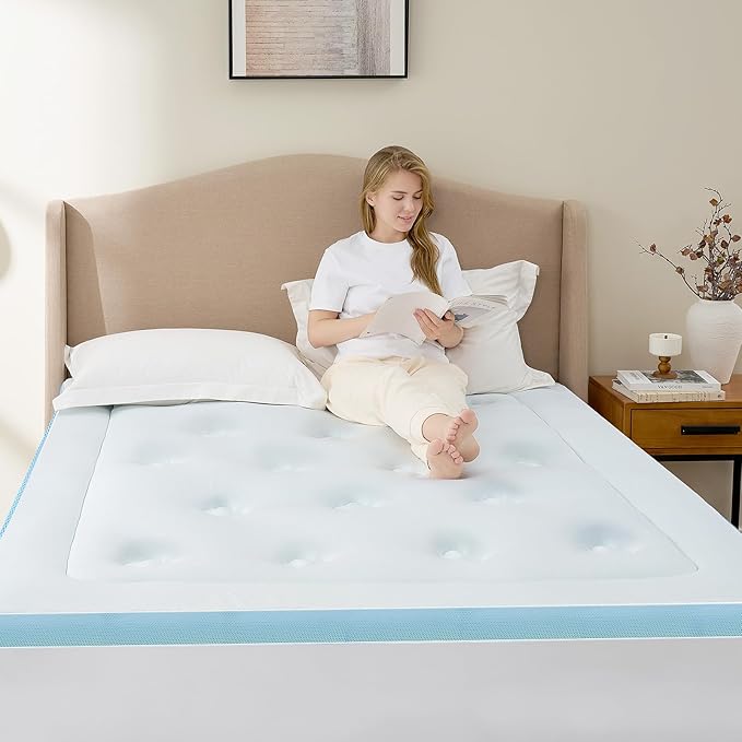 Hansleep King Mattress Topper Viscose Derived from Bamboo, Memory Foam Pillow Top Mattress Topper King with Deep Pocket, Breathable Mattress Pad for Back Pain Relief, 78" x 80", White