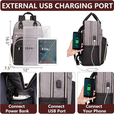 Laptop Backpack for Women/Men, Fits 15.6 Inch Laptop Bag, Fashion Travel Work Anti-theft Bag, Business Computer Waterproof Backpack Purse, Grey Black