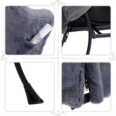 HollyHOME Lazy Chair with Foldable Ottoman, Accent Comfy Lounge Armchair and Folding Footrest Stool, Leisure Sofa Reading Chair and Footstool for Living Room, Bedroom, Dorm,Faux Fur Navy Blue