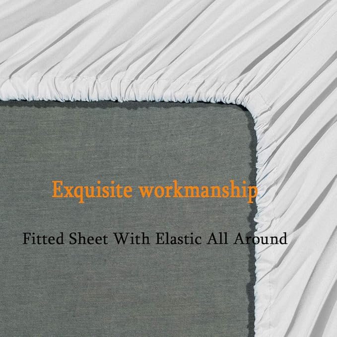 SONORO KATE Bed Sheet Set Super Soft Microfiber 1800 Thread Count Luxury Egyptian Sheets Fit 18-24 Inch Deep Pocket Mattress Wrinkle-4 Piece (White, Twin)