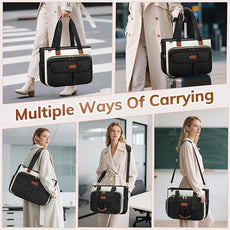 RAINSMORE Teacher Tote Bag for Women Work Bags 15.6 Inch Laptop Tote Bag with Large Cup Holder Nurse Bag Computer Handbag