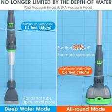 All in ONE Rechargeable Pool & Spa Vacuum 90 Mins Working for Hot Tub, Small Above Ground&Inground Pool, Magnetic Drive Tech, Spa Skimmer Net, Brush,25µm Ultra Fine Mesh Filter