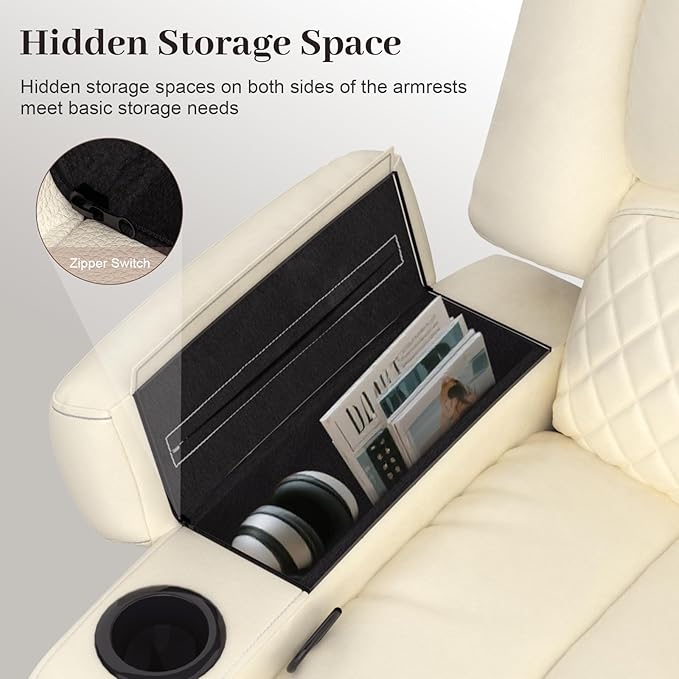 Manual Reclining Sectional Sofa Set, 5 Seats 1+1+3 Leather Reclining Corner Sectional Couch, Family-Sized L-Shaped Recliner Couch with USB Charging, Thickened Padding, Sturdy Frame, White