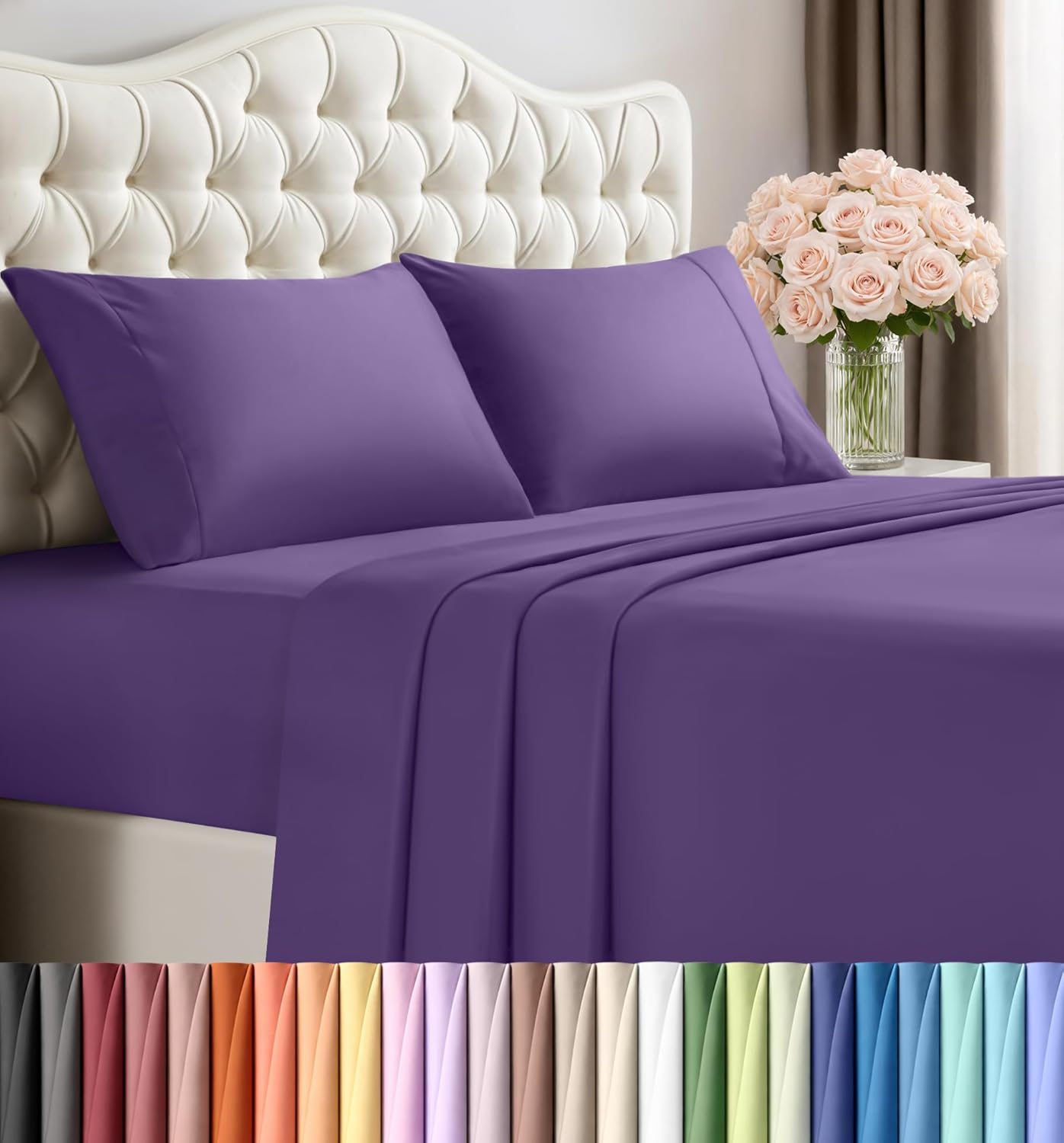 Utopia Bedding Queen Size Sheet Set – 4 Piece Bed Sheets, Soft and Breathable Microfiber, Includes 1 Fitted Sheet, 1 Flat Sheet and 2 Pillowcases – Oeko Tex (Grey) Dormly