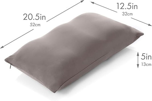 Cover Only for Premium Microbead Bed Pillow, Small Extra Smooth - Ultra Comfortable Sleep with Silk Like Anti Aging Cover 85% Spandex/ 15% Nylon Breathable, Cooling Stone Grey