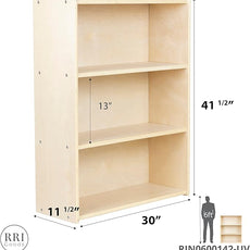 3-Shelf Bookcase, Montessori Bookshelf and Storage Unit in Birch Plywood, Arts & Crafts Supplies Organizer for Toddlers (42