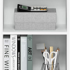 Furinno LUDER Book Shelf, 3-Cube Bookshelf, Bookcase with Open Shelves, 9.3 x 12 x 31.5, for Living Room, Bedroom, Home Office, White