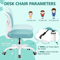 Primy Kids Desk Chair, Pink Study Chair for Boys Girls with Height Adjustable, Swivel Mesh Task Student Chairs for 4-12, Growing Teen Office Chair for Home/School/Office (Teal)