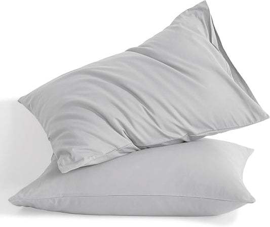 NTBAY King Cotton Pillowcases - Envelope Closure 20x36 Pillowcases Set of 2, Breathable and Soft Bed Pillow Cases, Light Grey