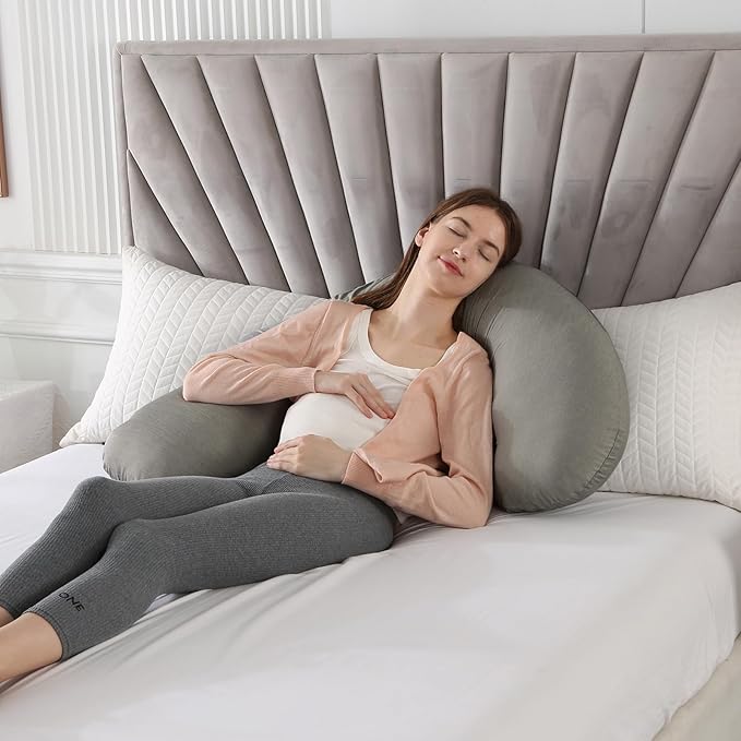 BATTOP Pregnancy Pillows with Cooling Cover,Cooling Maternity Pillow for Sleeping,Support for Belly,HIPS,Legs,Pregnancy Must Haves,Side Sleeper Body Pillow