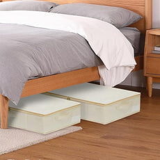 punemi Underbed Storage, 3 Pack Clothing Storage Bags W/Sturdy Handles, Large Capacity Underbed Shoe Container Organizer, Dorm Essentials Bins for Blankets, Pillows, Comforters & Quilts, Beige, 50L