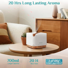 ASAKUKI Essential Oil Diffuser 700ml, Ultrasonic Aromatherapy Humidifier with Top 6 Essential Oils Set, 7 LED Colors, Timer & Auto-Off, Large Room Diffuser