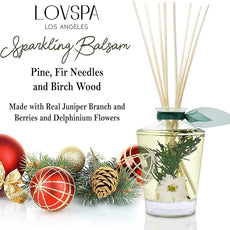 LOVSPA Reed Diffuser Set, Sparkling Balsam Scented Oil Diffuser with Sticks, Home Fragrance Accessories for Bathroom Shelf Decor, Aroma Diffusers for Home or Office Desk, USA Made