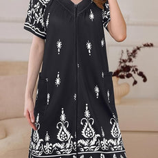 Ekouaer Women Robe Zipper Front Mumu Duster Robes Zip Up Housecoat Soft Sleepwear with Pockets