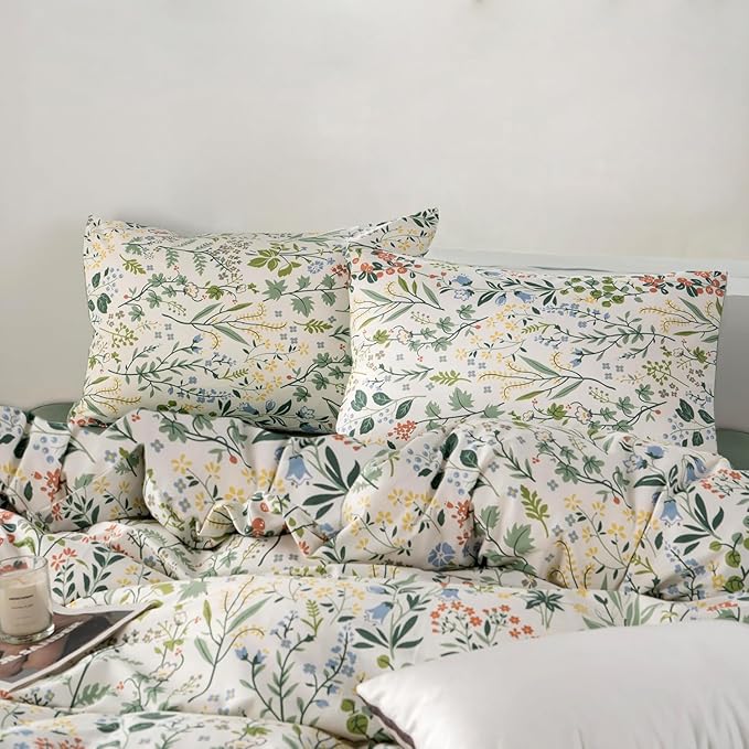 MKXI Garden Floral Comforter Set White King Size for College Floral Bedding Comforter Set Coquette Cottagecore Aesthetic Cute Flowers Pattern Comforter for Women Teen Girls