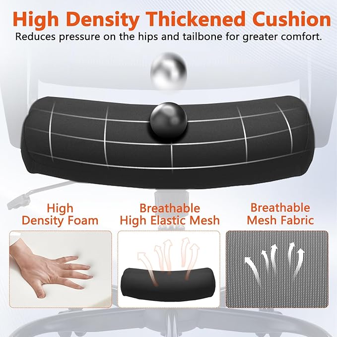 CLATINA Ergonomic Rolling Mesh Desk Chair with Executive Lumbar Support and Adjustable Swivel Design for Home Office Computer Black 6 Pack