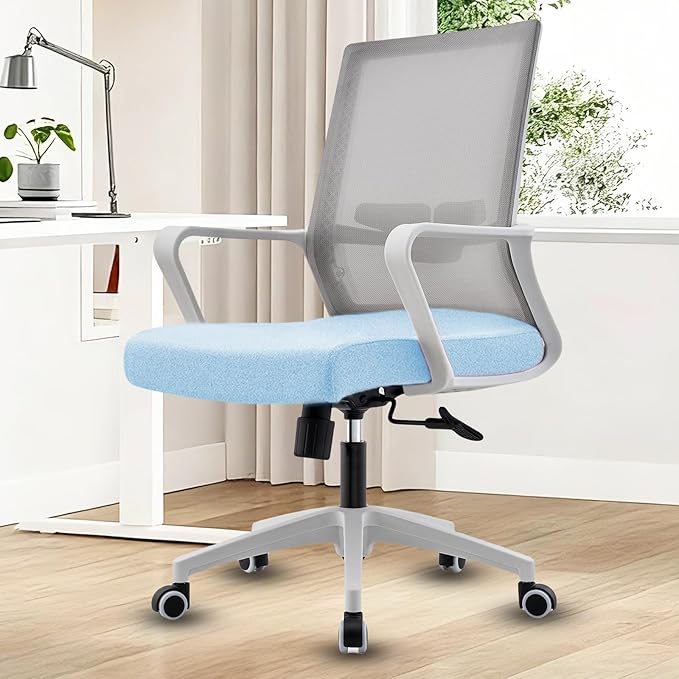 Office Chair ergonomically Designed with Breathable mesh backrest and Lumbar Support Adjustable Height Suitable for Offices Homes bedrooms Study Rooms (Blue)