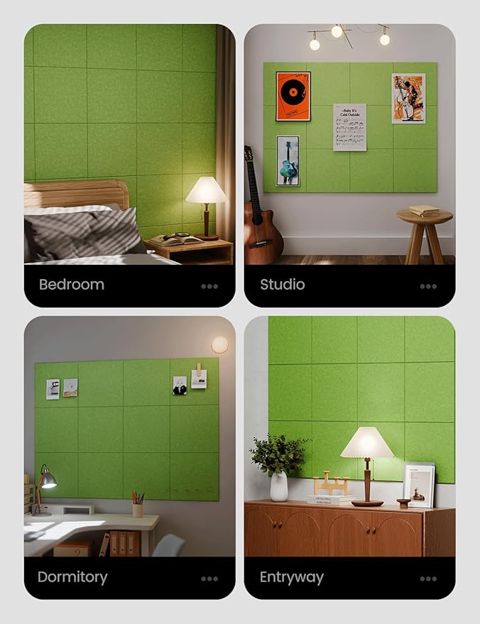 Large Felt Bulletin Board 48" x 36" Cork Board Alternative-12 Pack with 70 Safe Removable Adhesive Tabs, Cork Boards for Walls Cork Board for Home Office Classroom Pin Board -Kelly Green