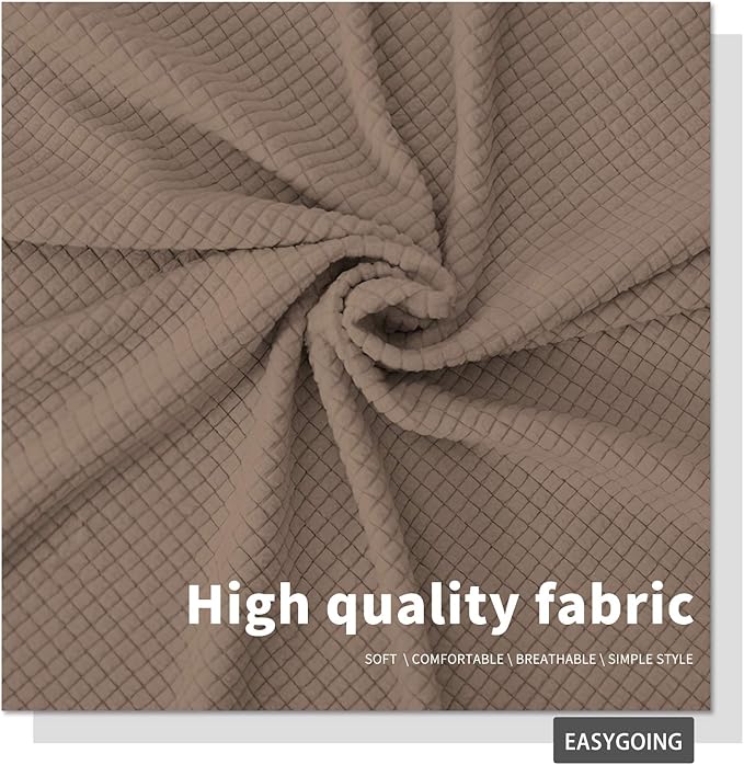 Easy-Going Stretch Bed Headboard Cover,Small Square Jacquard Headboard Slipcover, Dustproof Bed Head Cover for Bedroom (King,Camel)