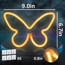 BRIGHTDECK 3 Pcs Butterfly Neon Signs, Neon Light for Bedroom, USB or 3-AA Battery Powered LED Wall Décor for Valentines Day Birthday Gift, Wedding, Party, Home Decor (Pink, Purple, Warm white)