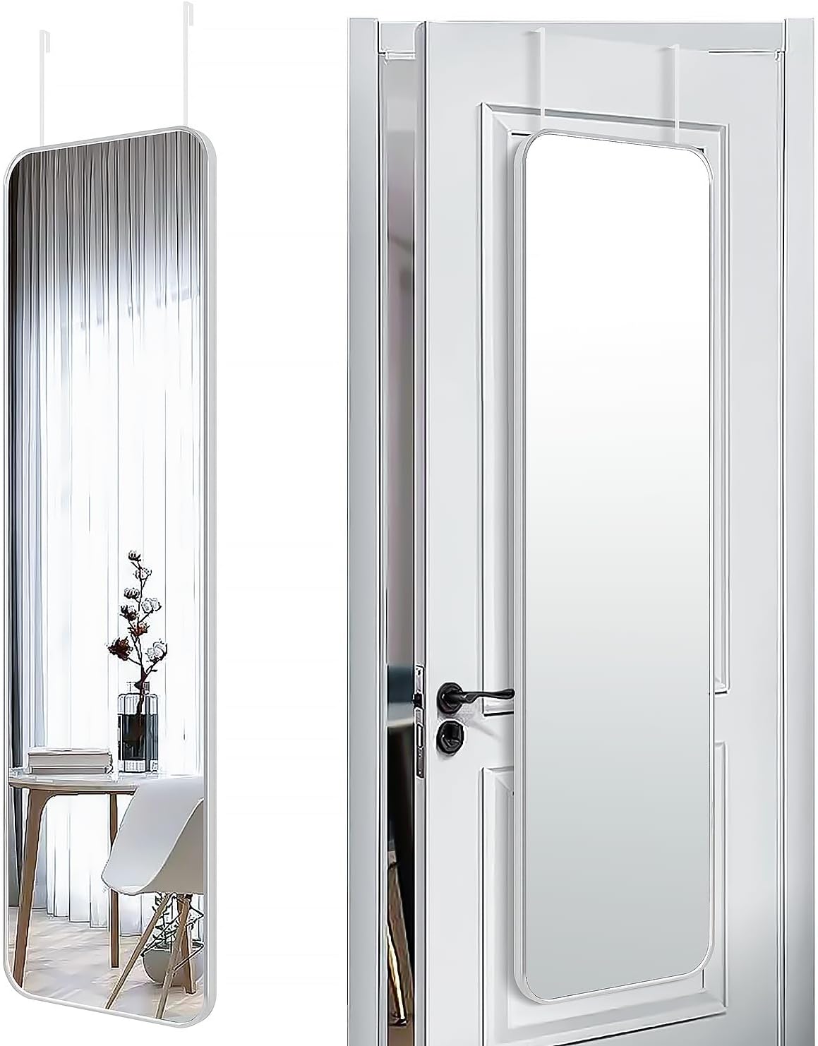 SCWF-GZ 47x14 Mirror Rectangle Full Body Length Door Hanging Wall Mounted Metal Aluminum Alloy Frame Dressing Make-up Mirrors for Entryway Bedroom Bathroom Living Room 47 14 inch Black