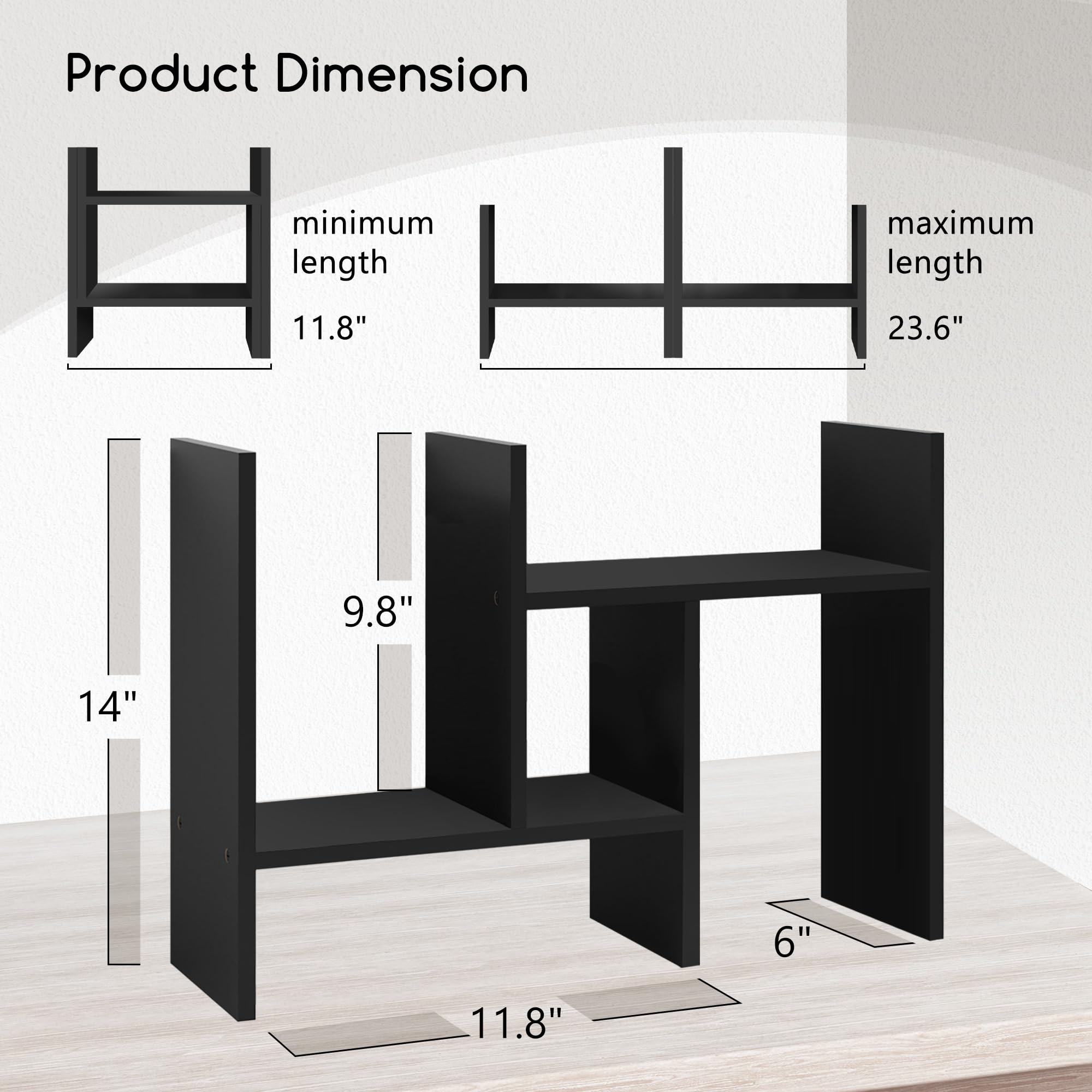 Jerry & Maggie Desktop Organizer Office Storage Rack Adjustable Wood Display Shelf Free Style Double H, Multi-Functional Mini Bookshelf for Desk Natural Stand (Violet) Dormly