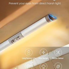 Joyzy Automatic Motion Sensor Closet Lighting with Eye-Protection Design, LED Closet Lights for Under Cabinet Wireless Light, Rechargeable Wardrobe Pantry Lights (2pack with Warm Lighting)