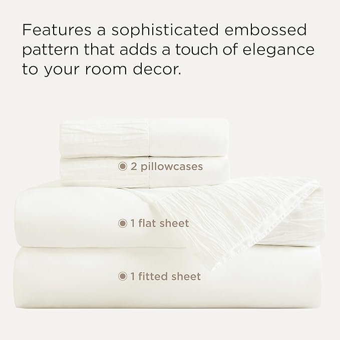 Bedsure Queen Sheet Set - 4 Pieces Soft Queen Size Sheets - Breathable & Cooling - Hotel Luxury - Easy Care Polyester Microfiber Bedding for Women, Men, Ivory