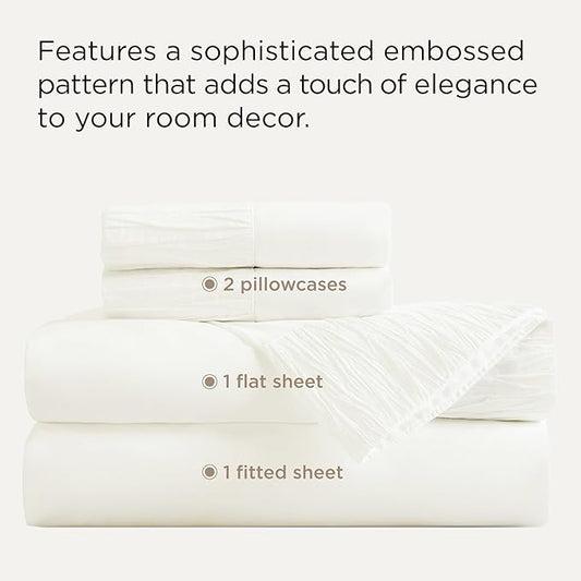 Bedsure California King Sheet Sets - 4 Pieces Soft Cal King Sheets - Breathable & Cooling - Hotel Luxury - Easy Care Polyester Microfiber Bedding for Women, Men, Ivory