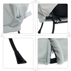 HollyHOME Lazy Chair with Foldable Ottoman, Accent Comfy Lounge Armchair and Folding Footrest Stool, Leisure Sofa Reading Chair and Footstool for Living Room, Bedroom, Dorm,Faux Fur Pea Green