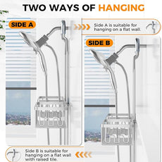 REINHARDT Aluminum Shower Caddy Hanging Adjustable Shower Caddy, Rustproof Hanging Shower Organizer with Hooks Soap Holders, Over Shower Head Caddy for Handheld Showerhead, Silver
