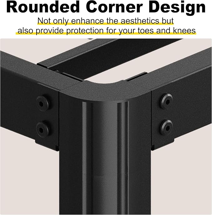 6 Inch Low Profile Queen Bed Frame Rounded Corner No Box Spring Needed, Heavy Duty Metal Queen Size Platform Bed Frame, Easy Assembly, Noise Free, Black
