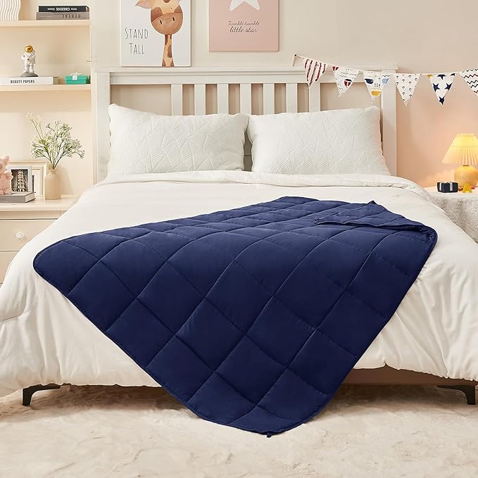 yescool Navy Weighted Blanket 10 Pounds Twin Cooling Weighted Lap Blanket, Heavy Blanket for Sleeping, Weighted Throw Blanket Gift for 80-110lbs, 40" x60