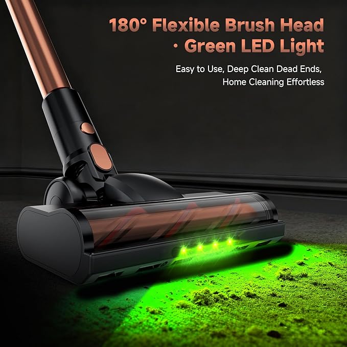 Cordless Stick Vacuum Cleaner - 45KPA Powerful Suction Vacuum with 45 Min Runtime, Detachable Battery, Anti-Tangle & 1.5L Dust Cup, 8 in 1 Vacuum Cleaner for Pet Hair, Carpet, HardFloor, Pink