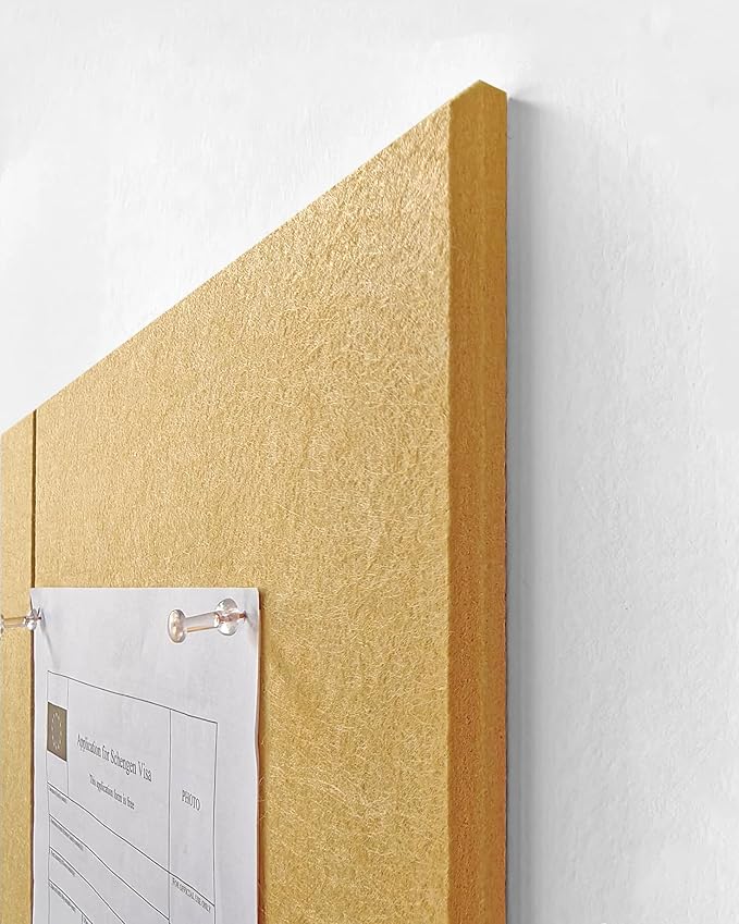 Cork Board 24 x36 Alternative - 6 Pack Felt Wall Tiles with Safe Removable Adhesive Tabs, Cork Boards for Walls Cork Board for Home Office Pin Board Tack Board - Mustard