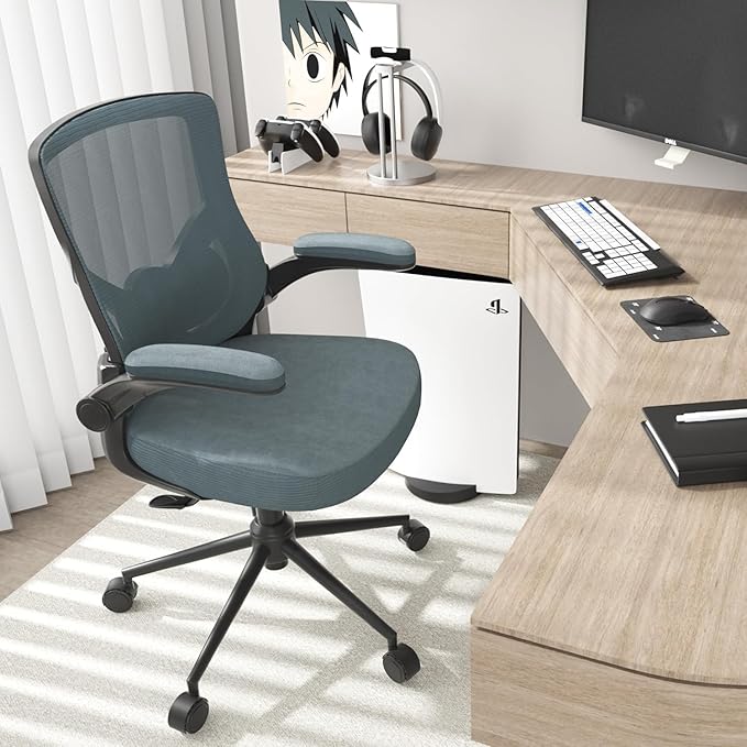 Office Chair, High Back Desk Chair Adjustable Height and Ergonomic Design Home Office Computer Chair Executive Lumbar Support Padded Flip-up Armrest