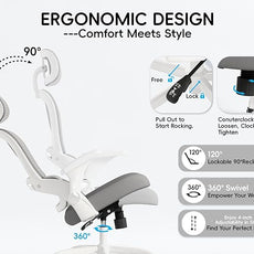 TRALT Office Chair - Ergonomic Office Chair with Back Support, Computer Chair - Home Office Desk Chairs, 330lbs Wide Seat Big and Tall Office Chairs with Headrest, Comfy Desk Chairs (Grey)