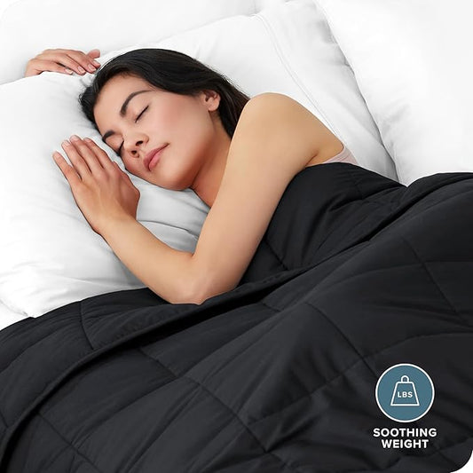 Bare Home Weighted Blanket King Size 25lb (80" x 87") for Adults - All-Natural 100% Cotton - Premium Heavy Blanket Nontoxic Glass Beads (Black, 80"x87")